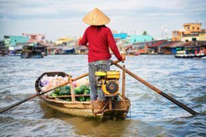 Explore the Mekong Delta during your Vietnam tour to experience authentic daily life along the river. This lush region showcases floating markets, tropical fruit orchards, and vibrant local culture shaped by the waterways.