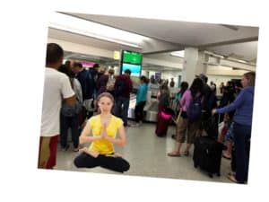 The mindful traveler at airport baggage claim