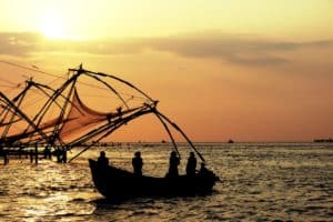Chinese fishing nets are a famous tourist attraction in Kochi