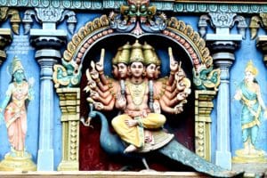 Meenakshi Temple colorful stucco images of gods, goddesses