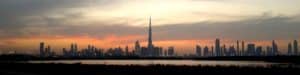 Beautiful panoramic view of Dubai and the iconic Burj Khalifa