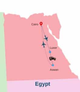 Map for Egypt Tour: A Seven-Day Epic showcases the Egypt’s Golden Age.