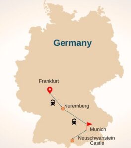 Germany-Frankfurt, Nuremberg, Munich map