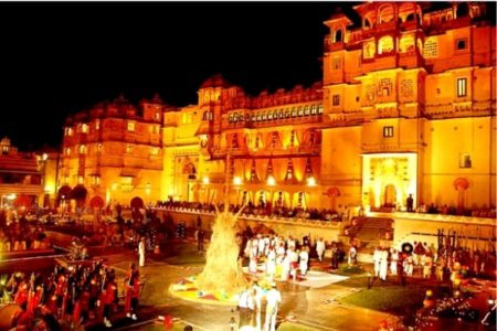 Holi Eve bonfire at City Palace, Udaipur Holi Eve bonfire