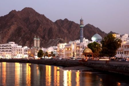 Muscat Harbor-Oman Scenic Muscat situated between mountains and the ocean