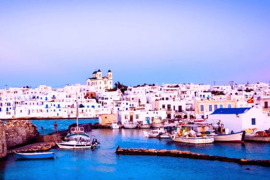 Greece tour: Sunset in Paros harbor