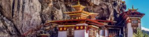 Taktshang Monastery is also known as the Tiger’s Nest. It clings to a cliff on the side of a Himalayan mountain. A must see in Bhutan tourist attractions.