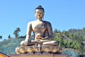 Buddha Dordenma and its over 100,000 smaller Buddha statues are a must see on Bhutan travel tours. Its location overlooks the southern approach to Thimphu.